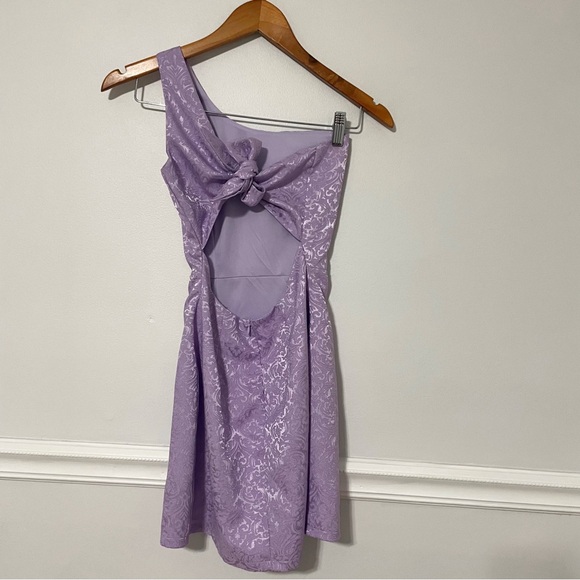 Lucy in The Sky • floral jacquard one shoulder asymmetrical mini dress sz XS - Picture 6 of 11